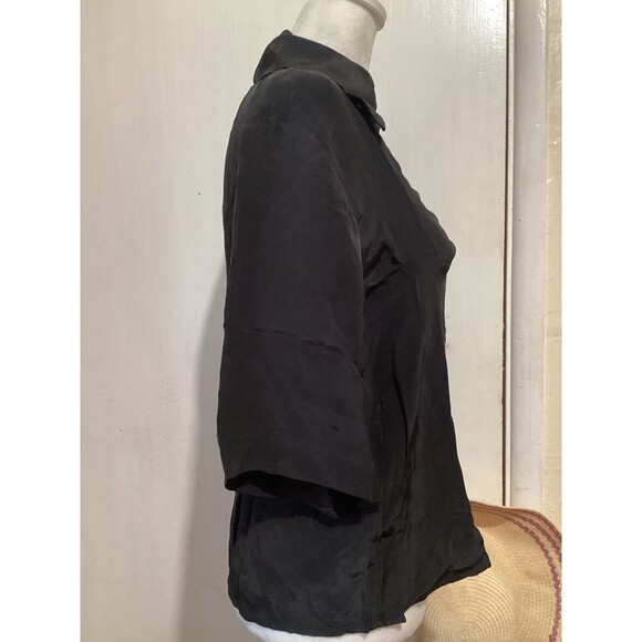 J. Crew Bungalow Popover Top Crepe De Chine Black Viscose Minimalist XS NWT - Picture 3 of 7